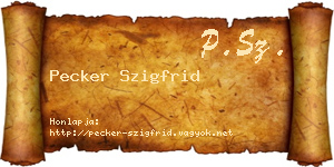 Pecker Szigfrid névjegykártya